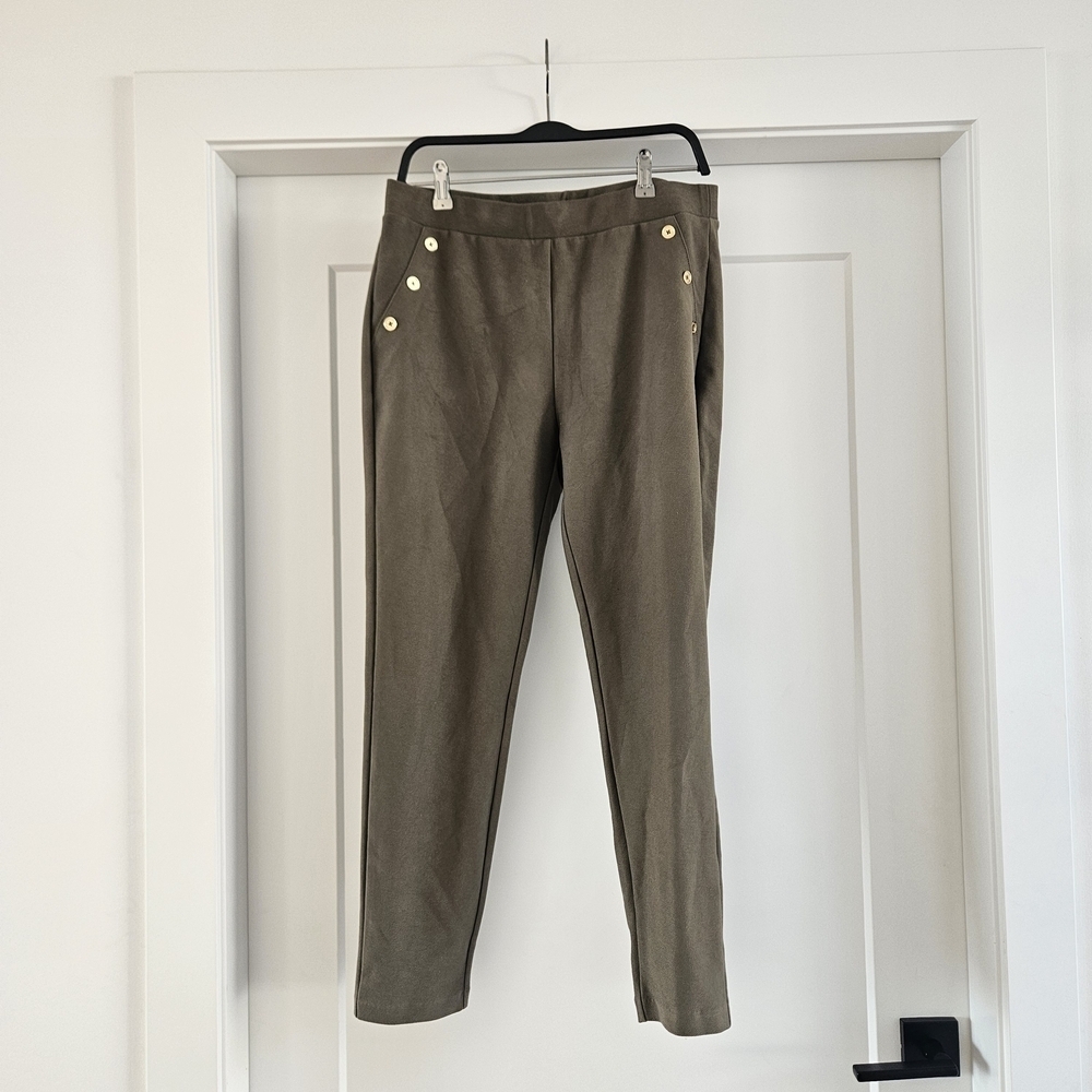 Michael Kors Women's Khaki Chinos with Button Detail